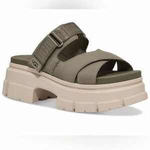 UGG® Women's 1136765 Ashton Platform Slide Sandals w logo Size 5/5 in Moss Green